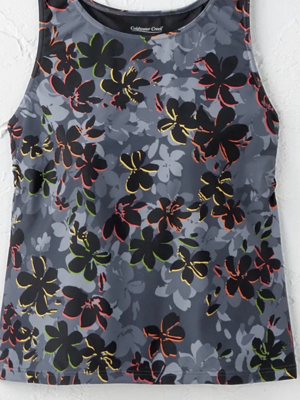 Coldwater Creek Gray Floral bathing suit tank